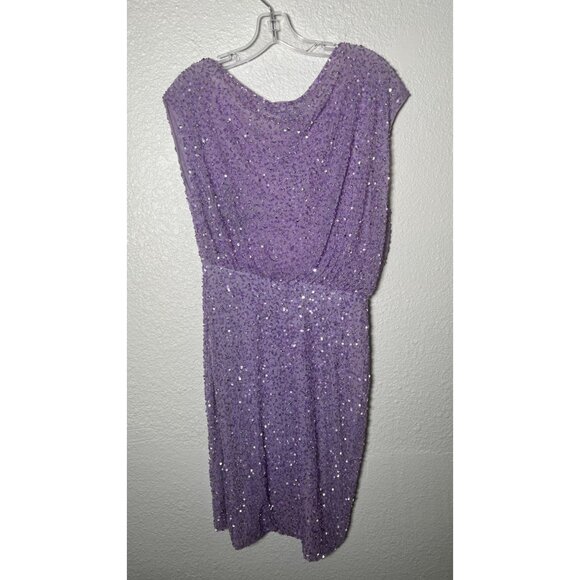 NWT Retrofete Jean Sequin Dress Lavender Purple Beaded Mini Off-Shoulder Medium - Picture 11 of 16